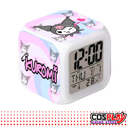 Reloj Despertador Cubo Kuromi Fecha Y Temperatura Led