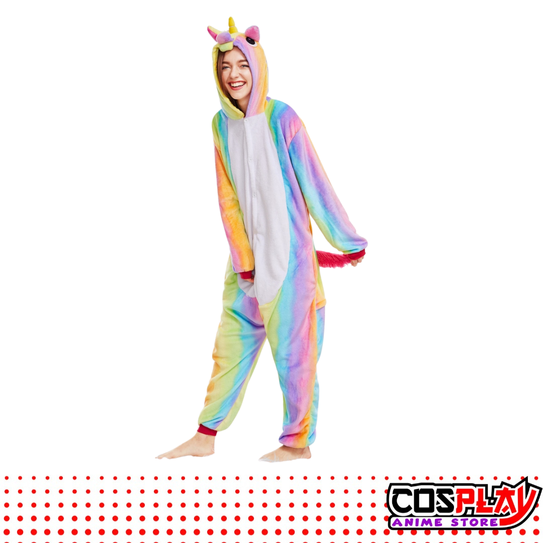 Pijama Entero Kigurumi Polar De Unicornio Arcoiris Adultos
