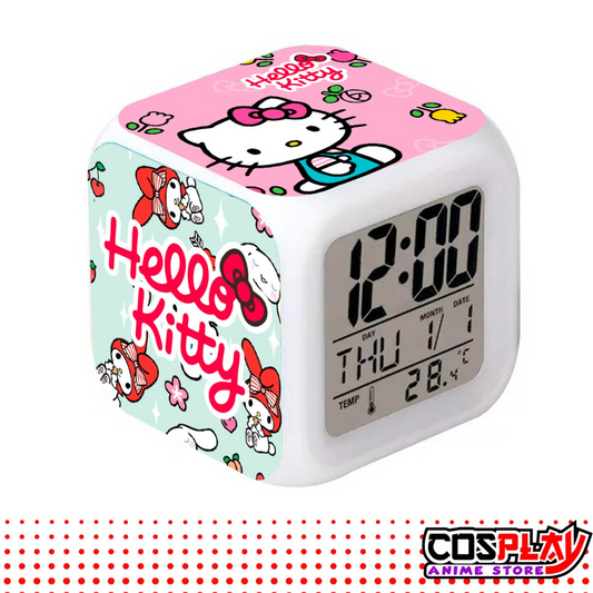 Reloj Despertador Cubo Hello Kitty Fecha Y Temperatura Led