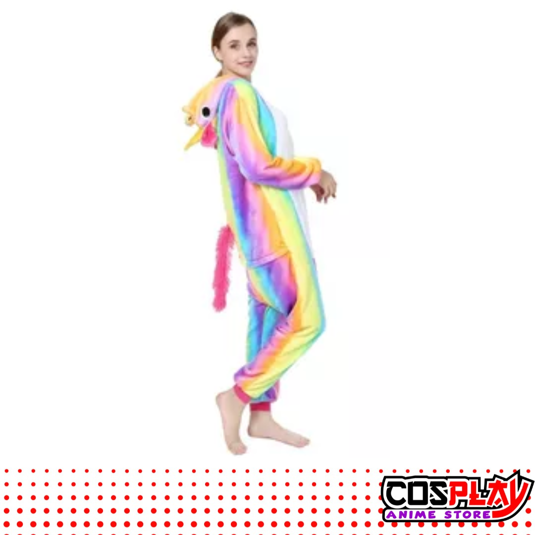 Pijama Entero Kigurumi Polar De Unicornio Arcoiris Adultos