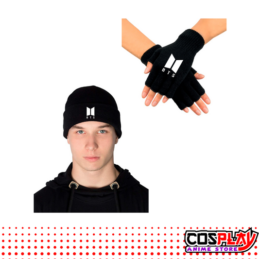 Kit de Invierno Gorro + Guantes BTS Blanco