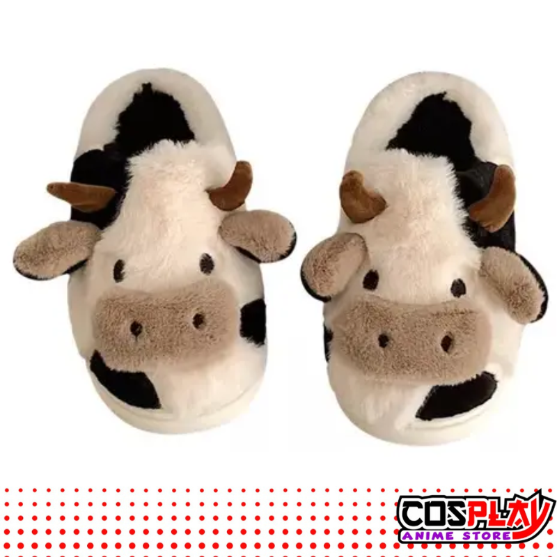 Pantuflas Cálidas De Vaca Peluditas Suaves