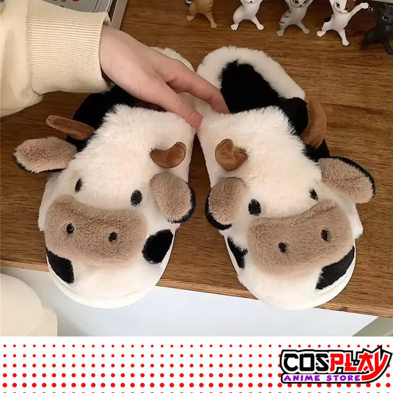 Pantuflas Cálidas De Vaca Peluditas Suaves
