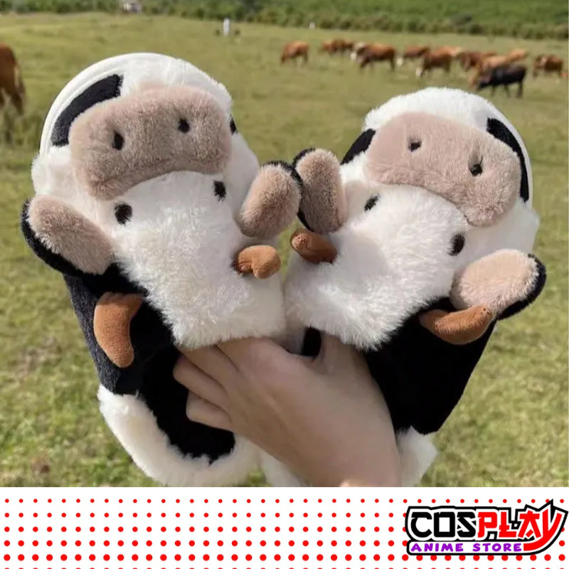 Pantuflas Cálidas De Vaca Peluditas Suaves