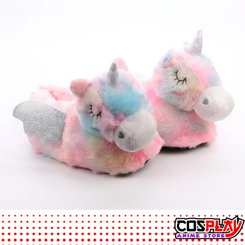 Pantuflas Ajustables De Unicornio Peluditas Cálidas