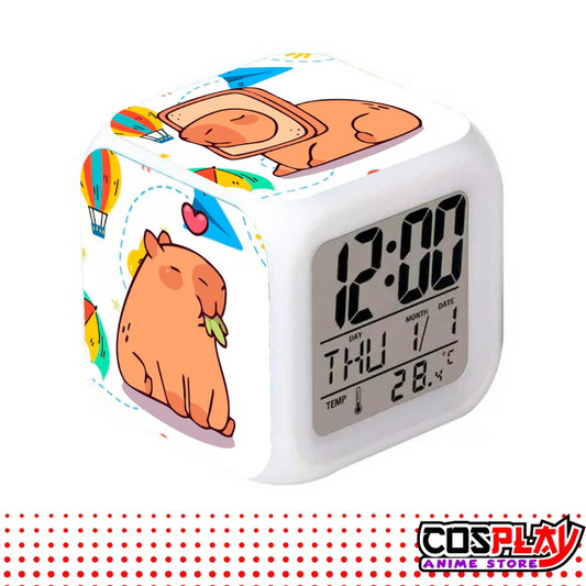 Reloj Despertador Cubo Capibara Fecha Y Temperatura Led