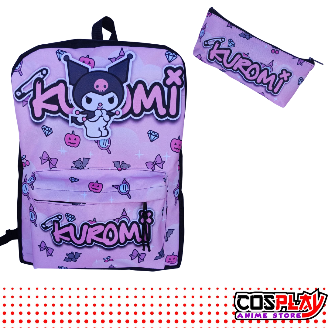 Kit Mochila Y Cartuchera Kuromi Lona Premium