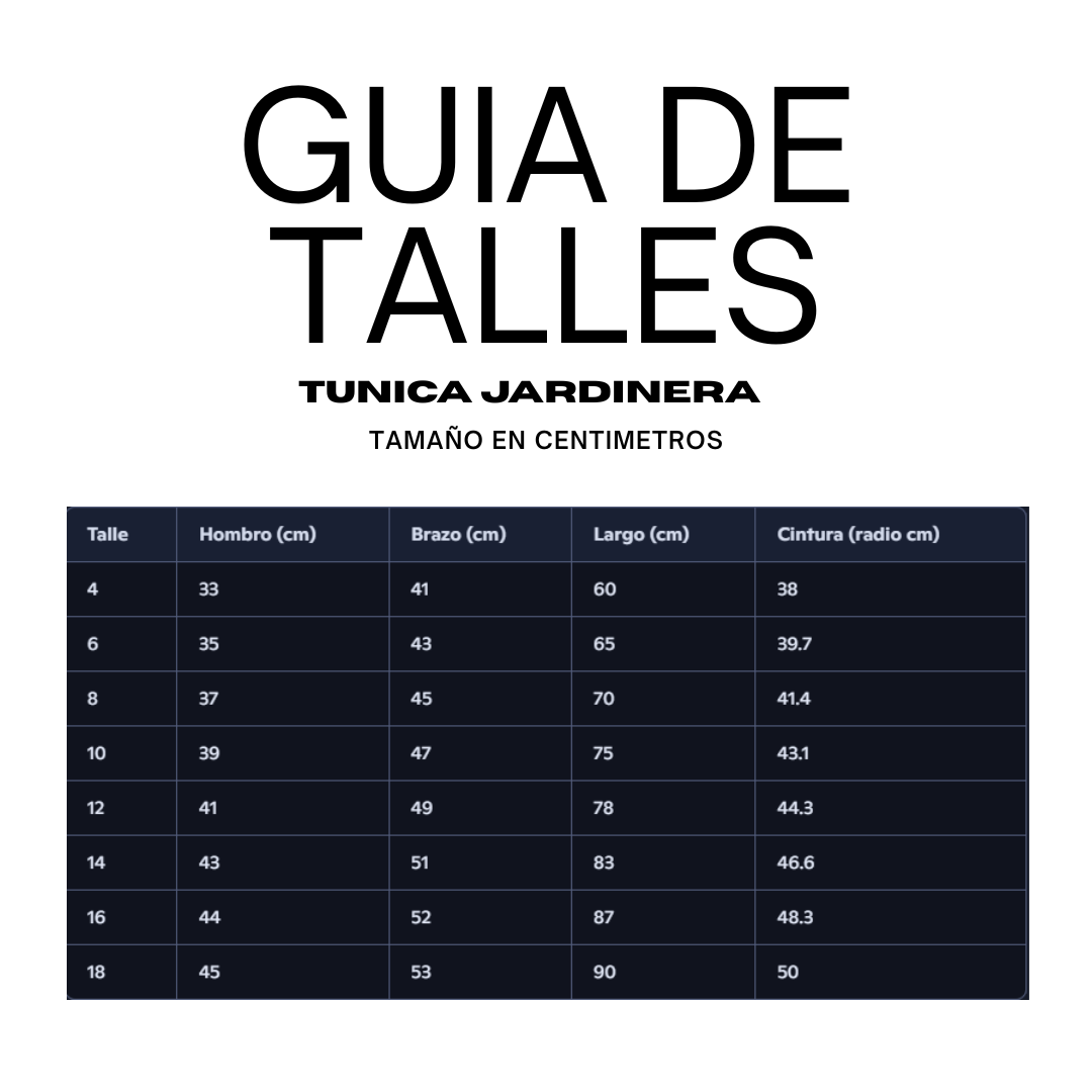 Tunica Escolar Jardinera Niño/unisex Todos Los Talles