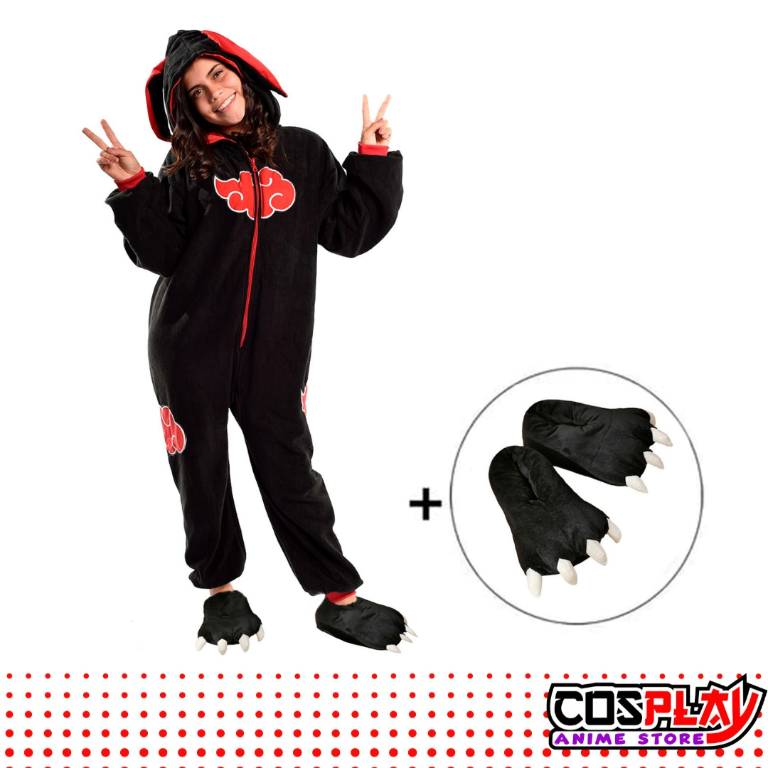 Pijama Entero Kigurumi Polar De Akatsuki Naruto + Pantuflas