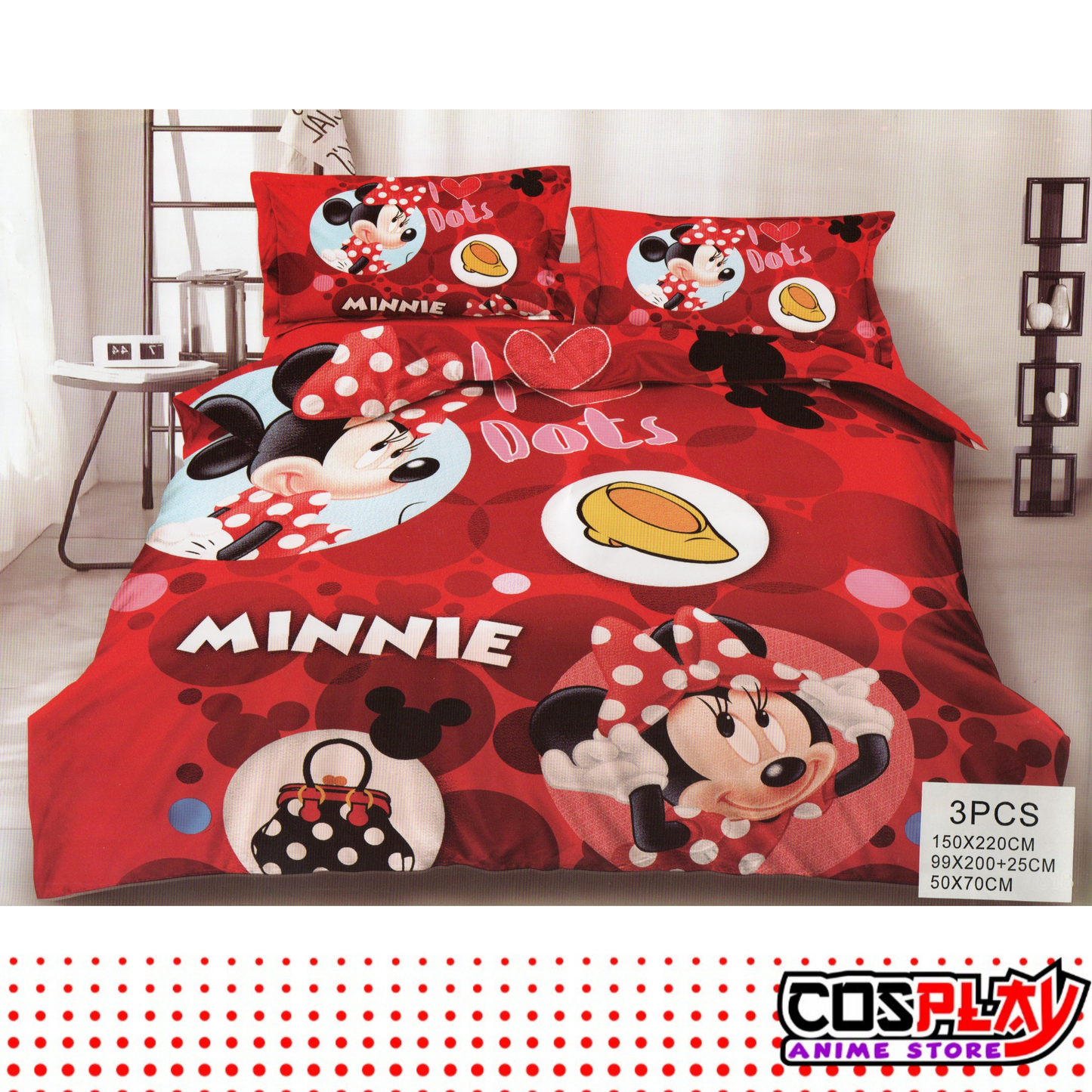 Sábana Infantil 3 Piezas - Minnie Mouse - I Love Dots