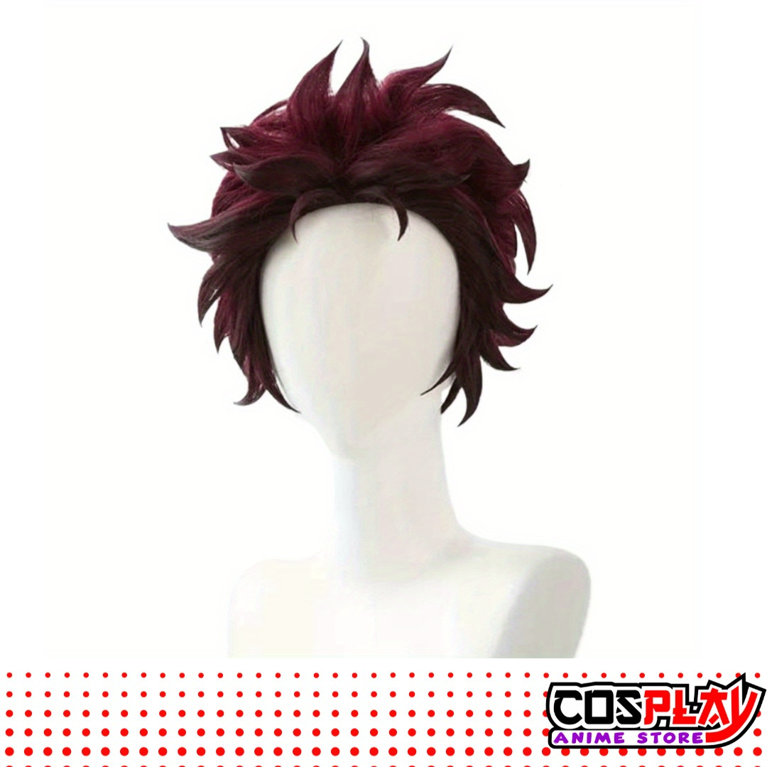 Peluca Anime Cosplay Tanjiro Demon Slayer Calidad Premium