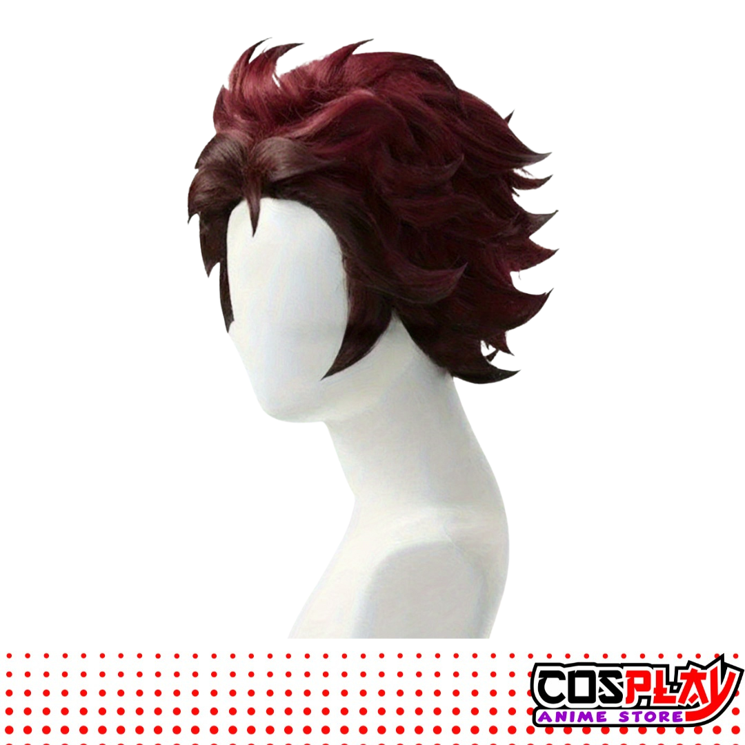 Peluca Anime Cosplay Tanjiro Demon Slayer Calidad Premium
