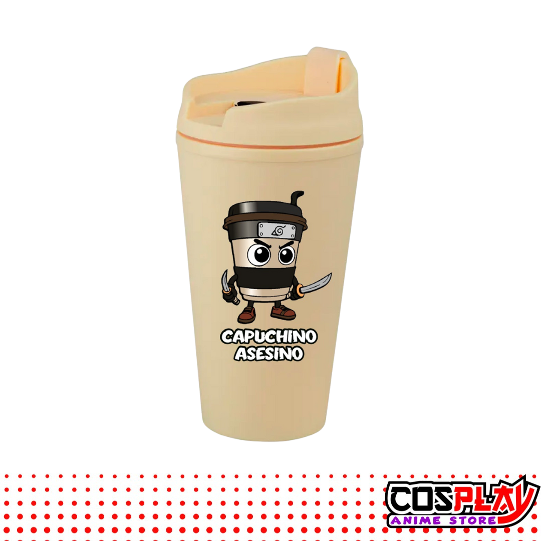 Vaso Térmico Beige Estampado Brainrots Viral 450ml