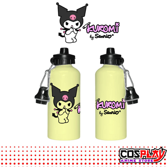 Caramañola Aluminio Doble Tapón - Amarilla - Kuromi 600 Ml
