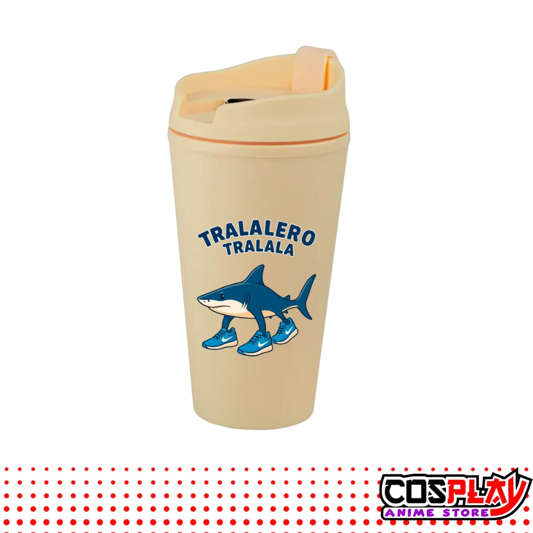 Vaso Térmico Beige Estampado Brainrots Viral 450ml