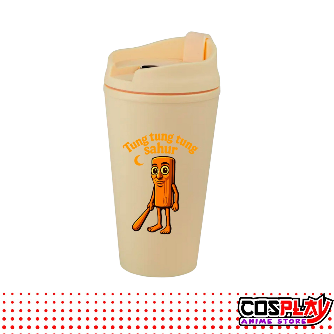 Vaso Térmico Beige Estampado Brainrots Viral 450ml