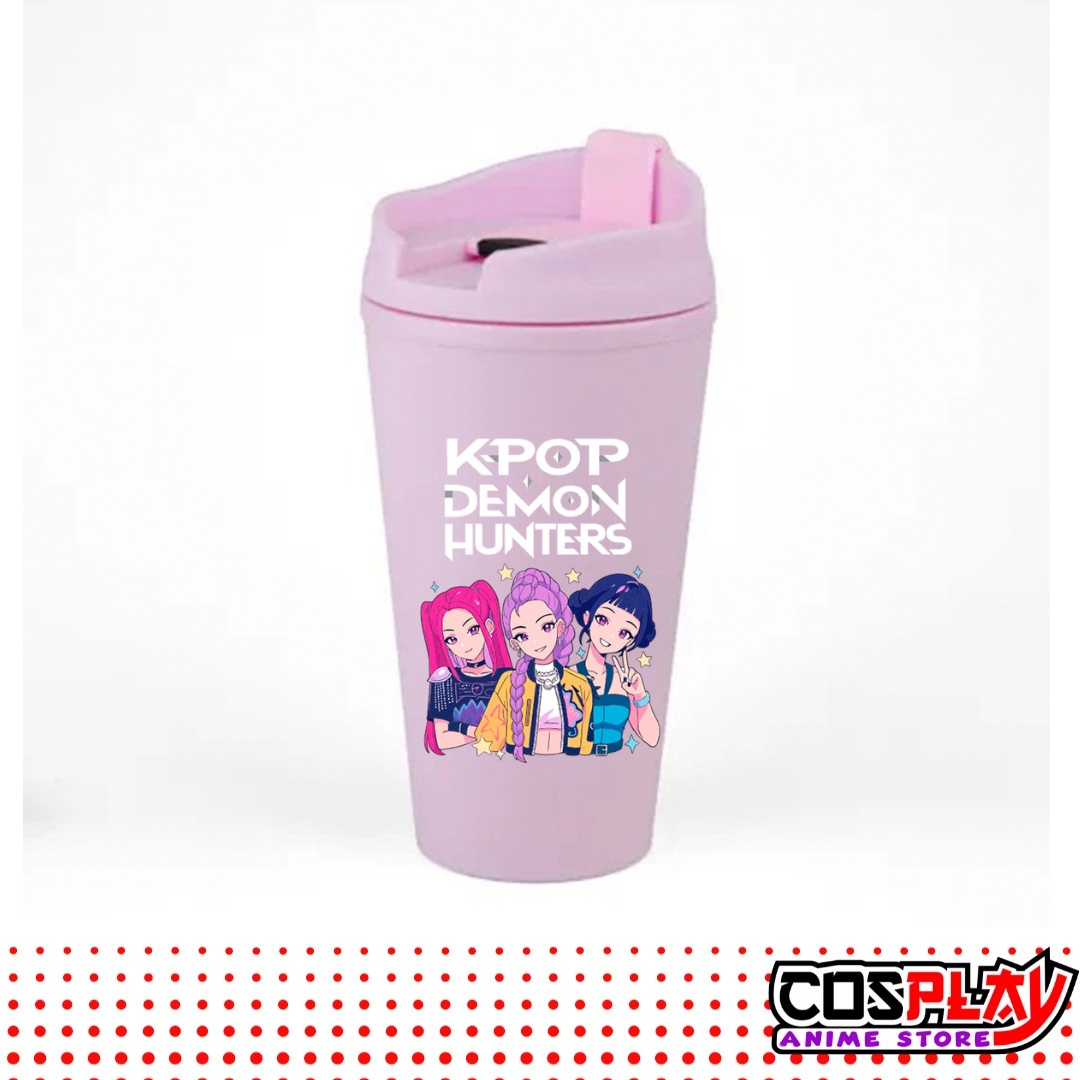 Vaso Térmico Rosa Estampado Las Guerreras Kpop 450ml