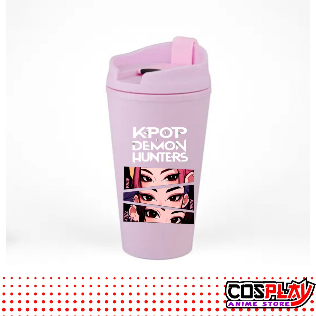 Vaso Térmico Rosa Estampado Las Guerreras Kpop 450ml