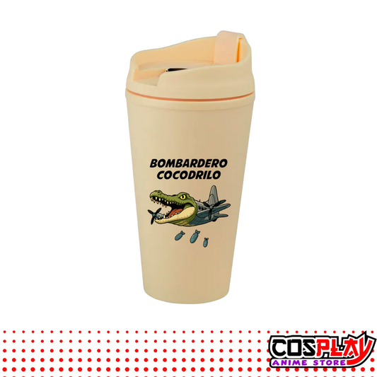 Vaso Térmico Beige Estampado Brainrots Viral 450ml