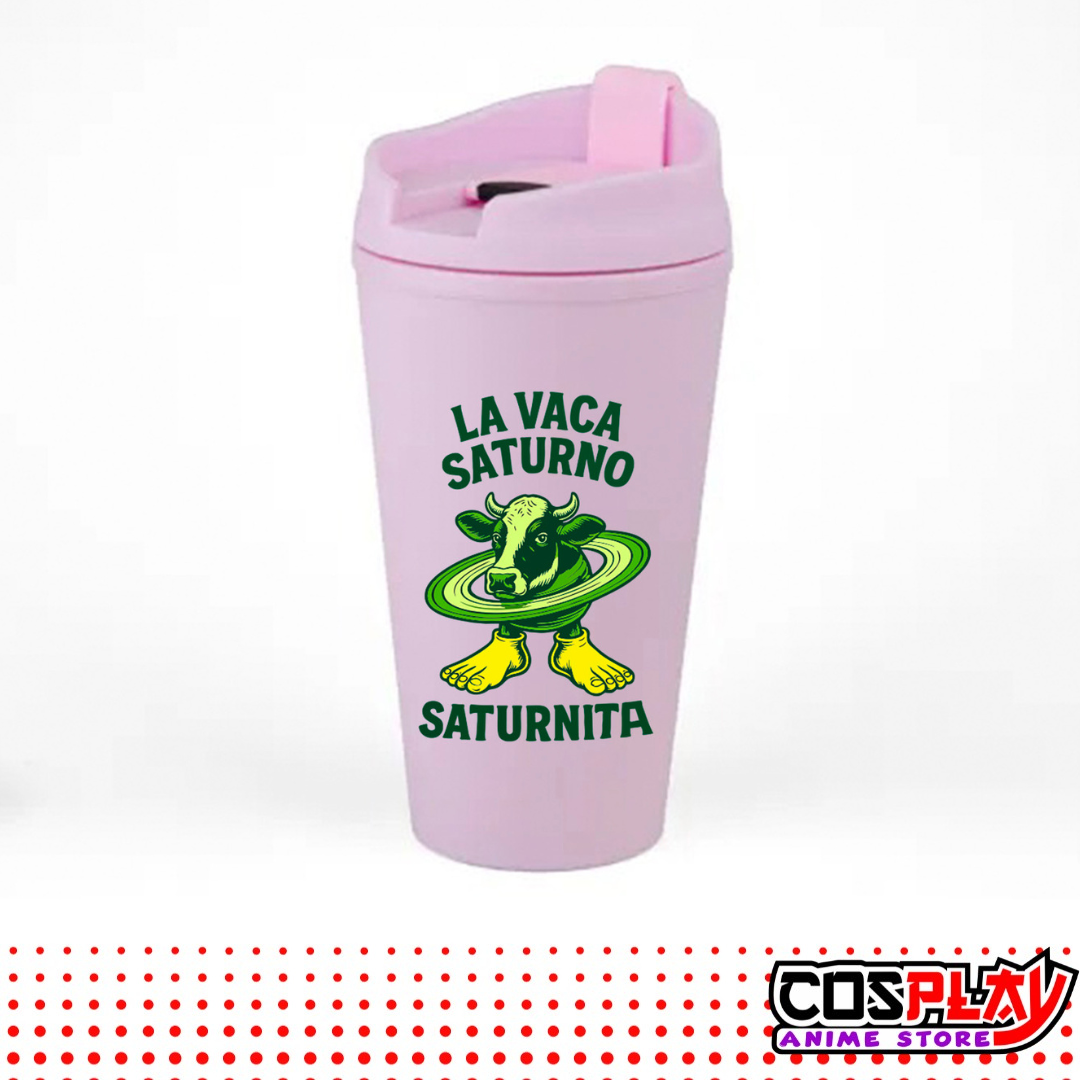 Vaso Térmico Rosado Estampado Brainrots Viral 450ml