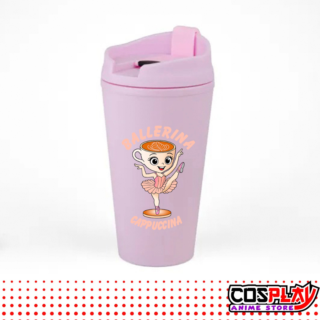 Vaso Térmico Rosado Estampado Brainrots Viral 450ml