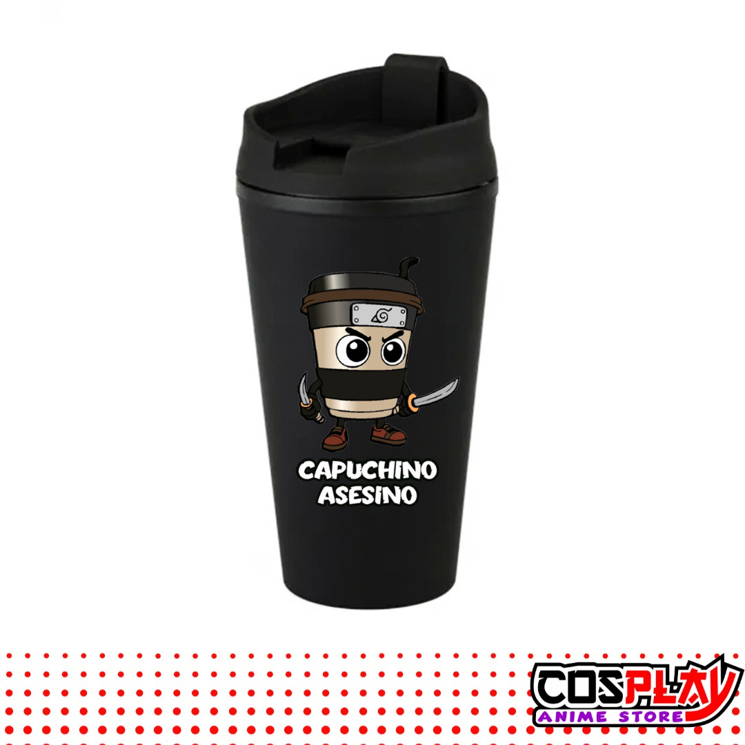 Vaso Térmico Negro Estampado Brainrots Viral 450ml