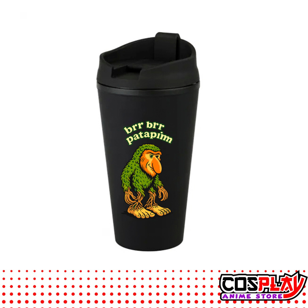 Vaso Térmico Negro Estampado Brainrots Viral 450ml