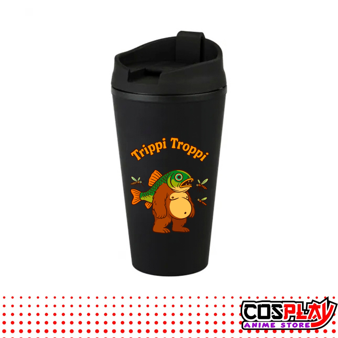 Vaso Térmico Negro Estampado Brainrots Viral 450ml