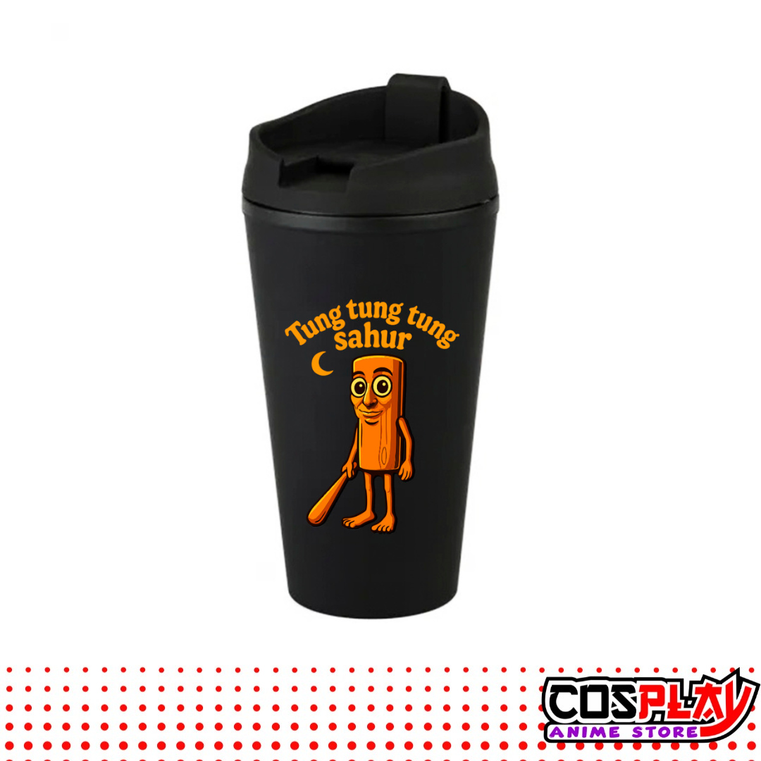 Vaso Térmico Negro Estampado Brainrots Viral 450ml