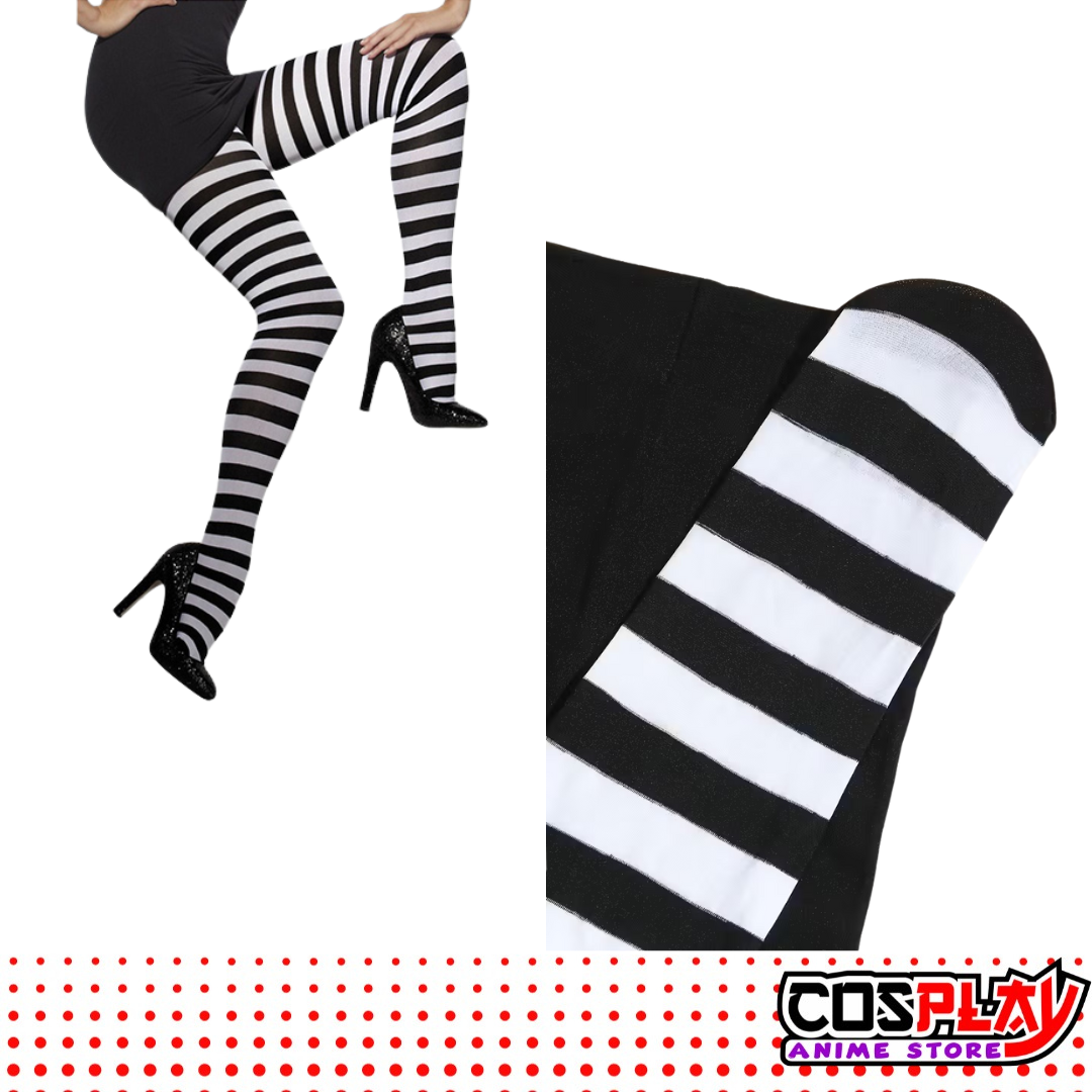 Pantimedias Bucaneras A Rayas Medias Blanco y Negro 120cm