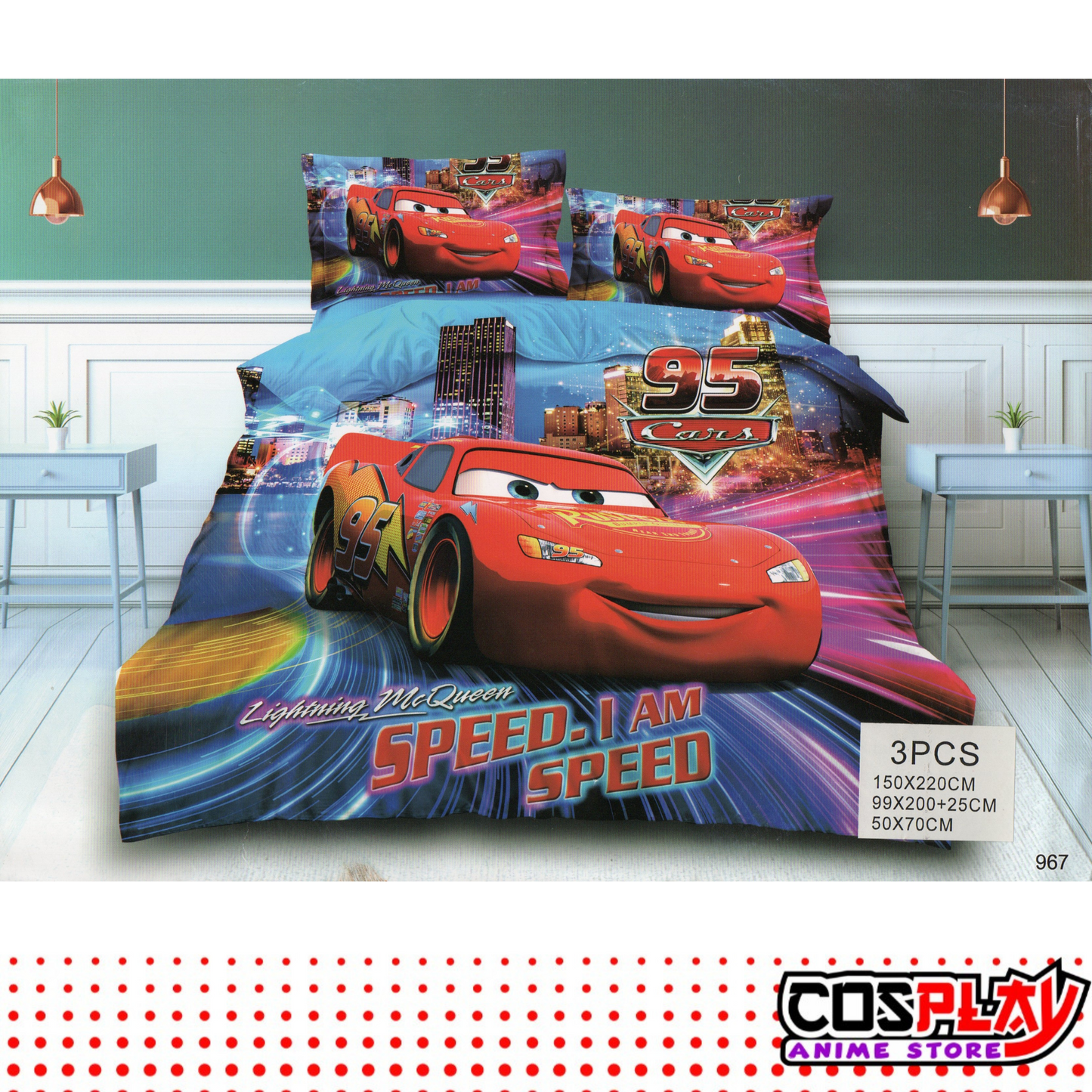 Sábana Infantil 3 Piezas - Rayo Mcqueen - Cars
