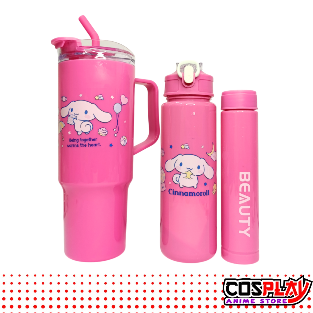 Set Vaso Trendy + Dos Botellas Cinnamonroll Rosa