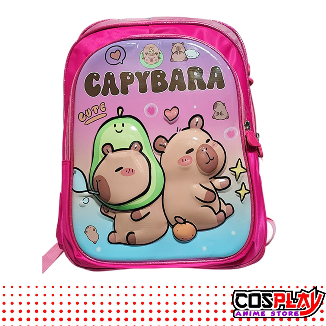 Mochila 3d Capybara Carpincho 3 Cierres Varios Colores
