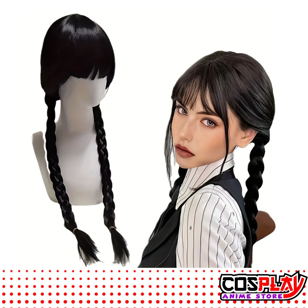 Peluca Anime Cosplay Merlina Locos Addams Alta Calidad