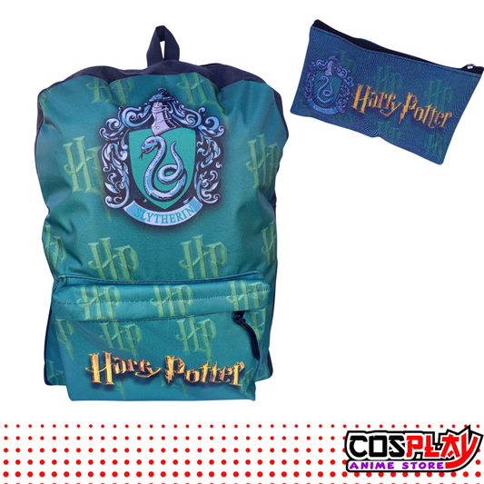 Kit Mochila Y Cartuchera Slytherin - Harry Potter Lona Premium
