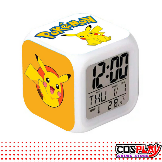 Reloj Despertador Cubo Pikachu Fecha Y Temperatura Led
