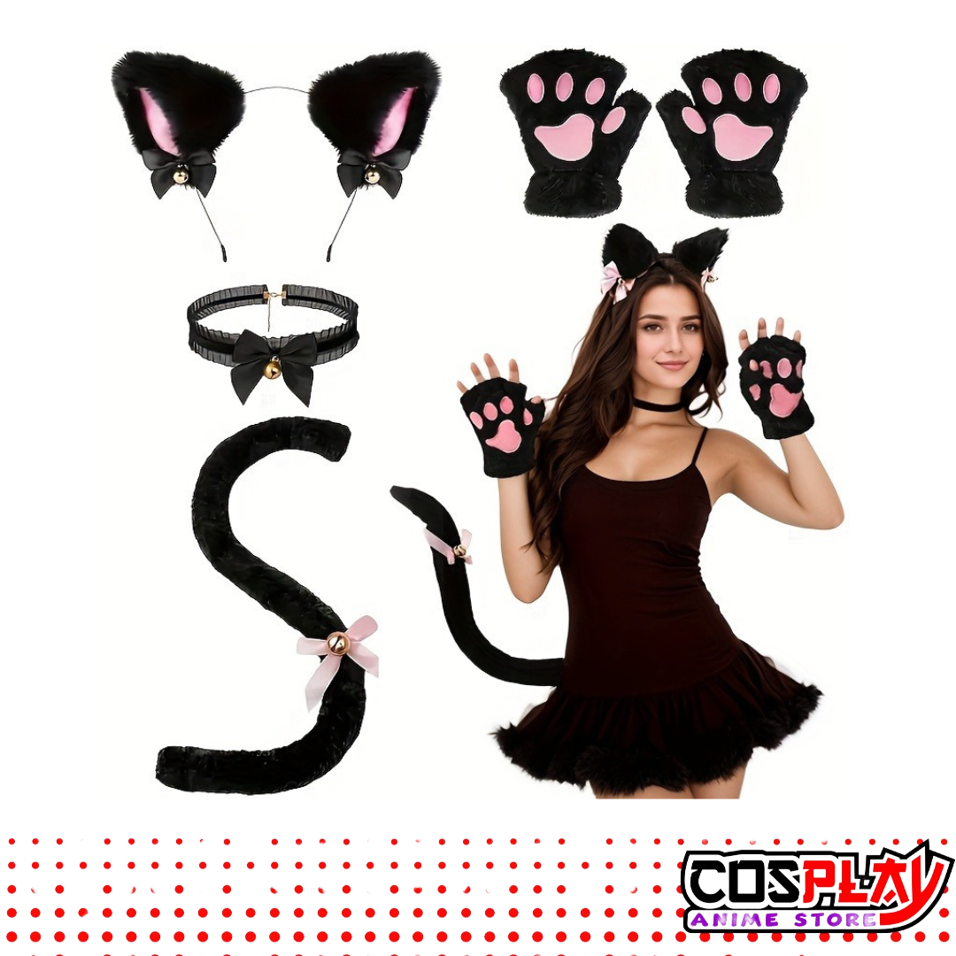 Conjunto De Accesorios De Cosplay Gatita Disfraz Halloween