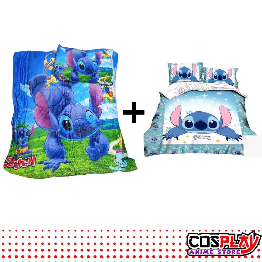 Pack Acolchado Corderito - Durazno + Sabanas Stitch Premium