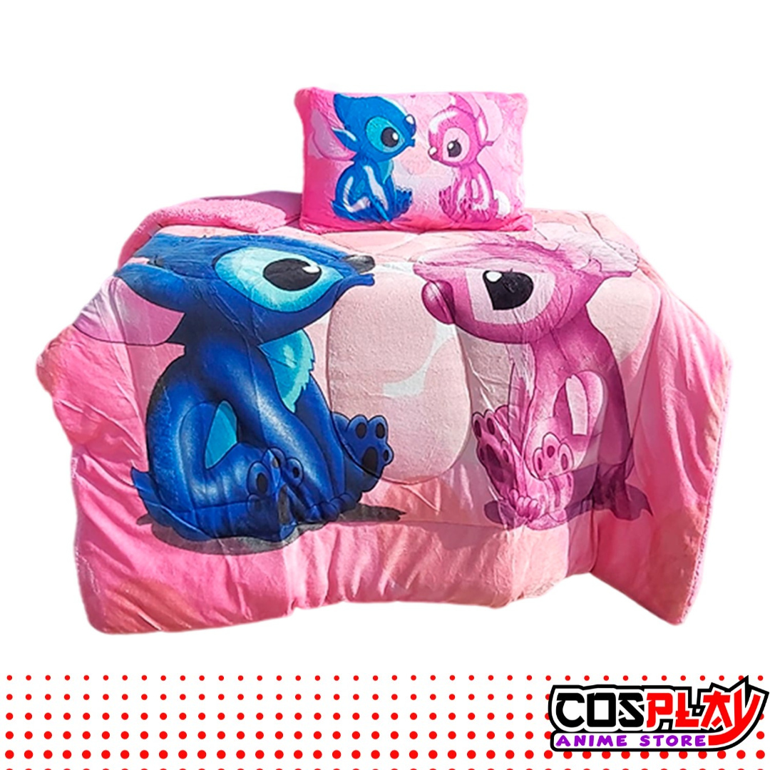 Acolchado Infantil Ángel Y Stitch - Corderito Piel De Durazno