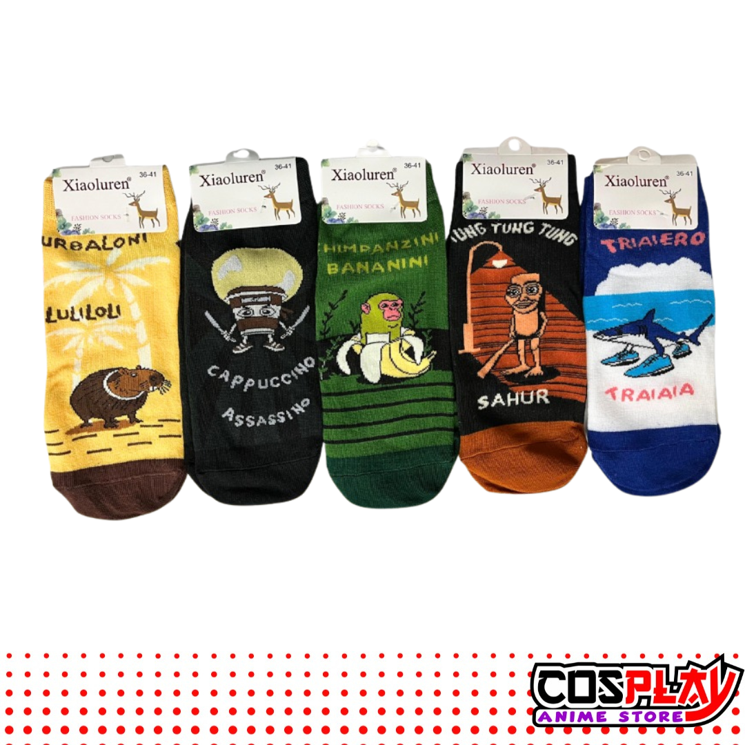 Soquete Pack X5 Pares Colección Brainrot Italiano Meme Viral