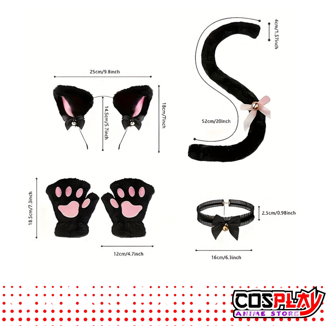 Conjunto De Accesorios De Cosplay Gatita Disfraz Halloween