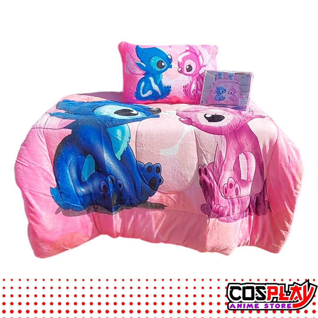 Pack Acolchado Corderito - Durazno + Sabanas Stitch y Angel