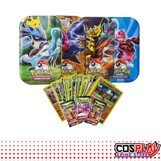 55 Cartas De Pokémon Tcg Sobres + Mazo En Caja Metálica!