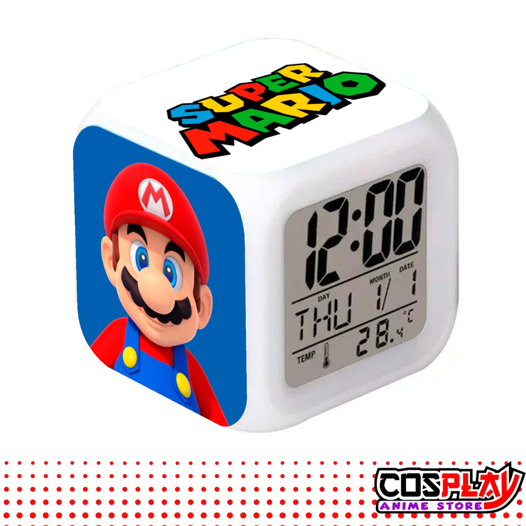 Reloj Despertador Cubo Mario Bros Fecha Y Temperatura Led