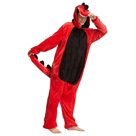Pijama Entero Kigurumi Polar De Cocodrilo Rojo Adultos