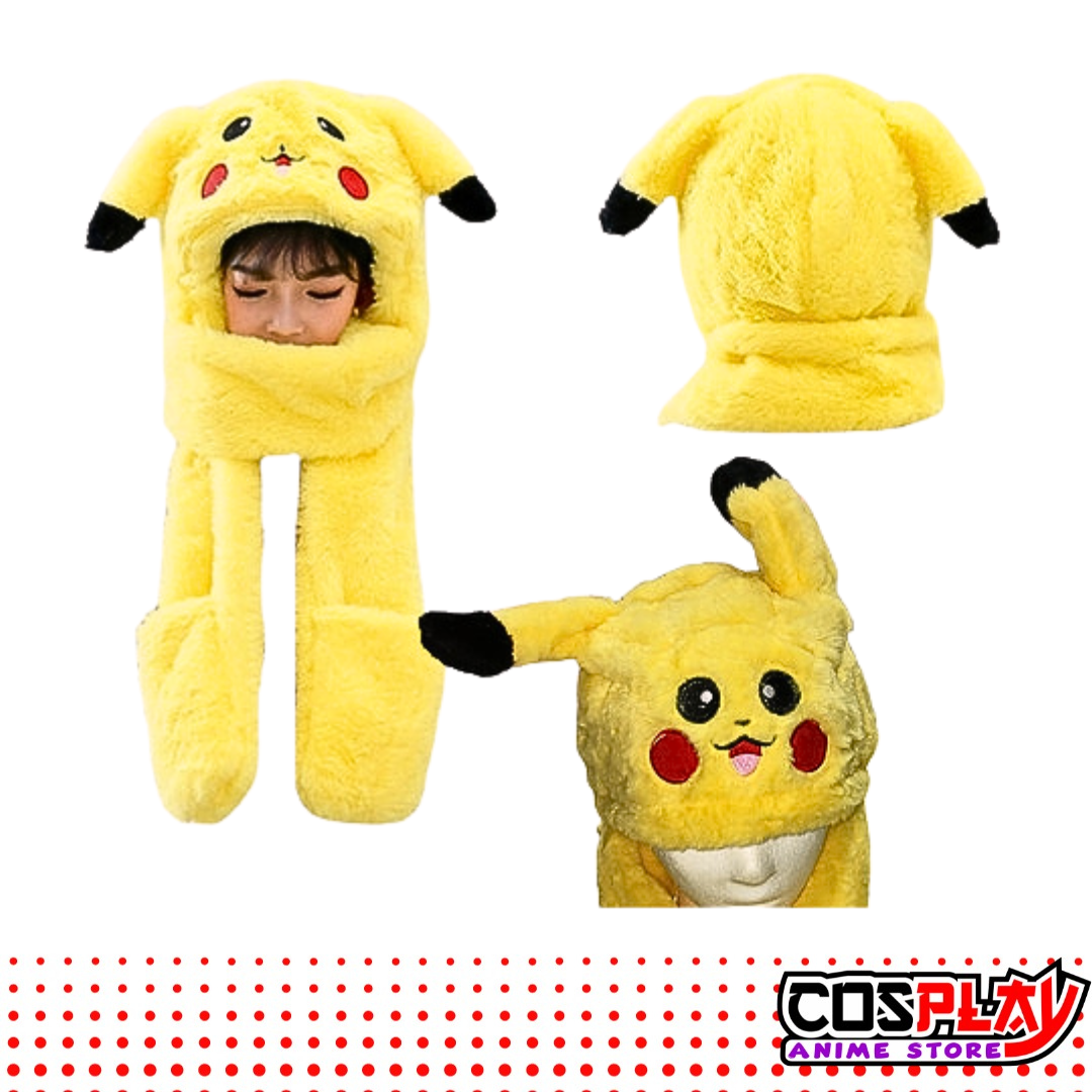 Gorro Invierno Pikachu 3 En 1 Con Bufanda Y Guantes