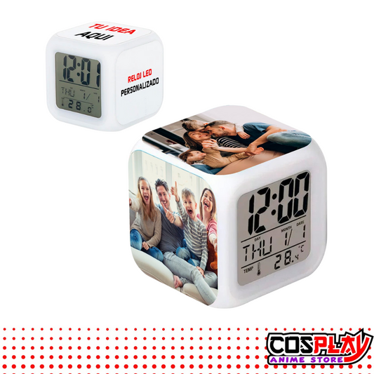 Reloj Despertador Cubo Fotos Familiares Fecha Y Temperatura Led