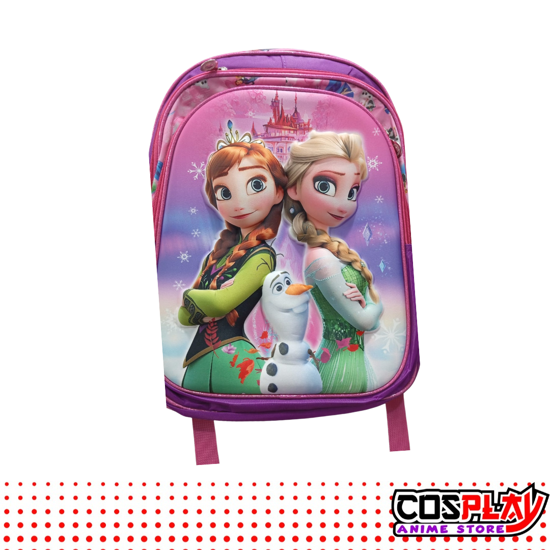Mochila 3d Escolar Tres Cierres Frozen Elsa Y Ana Reforzada