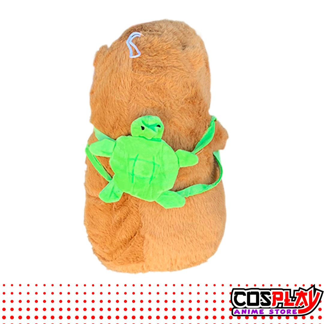Peluche Capibara Grande Con Mochila Carpincho + 2 Broches Cosplay Uy