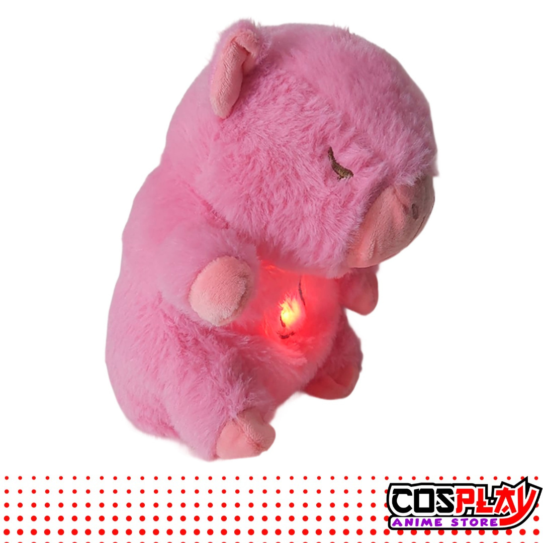 Peluche Capibara Rosa c/Luz y Sonido Respira CosplayUY